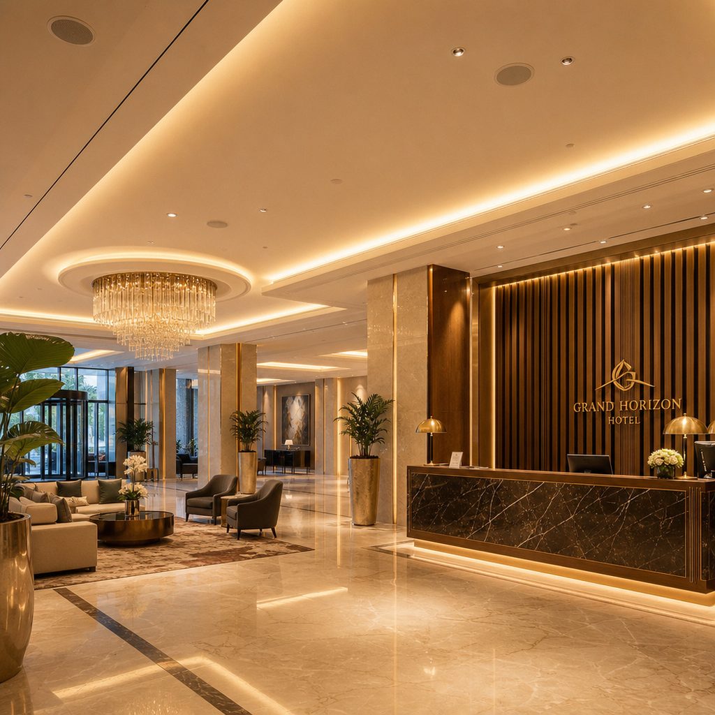 Professionelles Ambient Sound System in einem Hotelfoyer